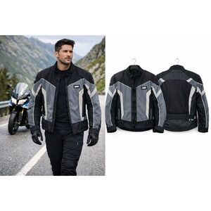 Tour Master Intake Mesh 3 in 1 Biker Jacket Black Gray Men Tall LG Padded Armor*